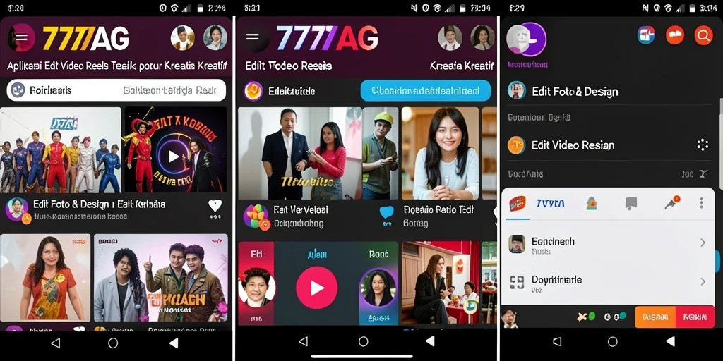 Tampilan antarmuka aplikasi 777AG yang user-friendly untuk Edit Video Reels.