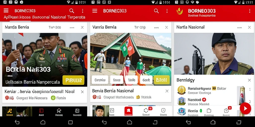 Antarmuka aplikasi BORNEO303 menampilkan berita terkini dengan cara yang menarik.