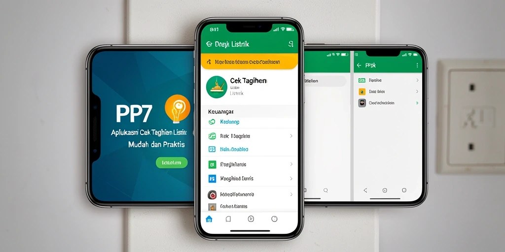 Tampilan antarmuka utama PP7 untuk cek tagihan listrik.