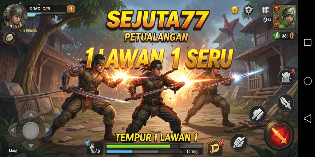 Tampilan antarmuka pertempuran SEJUTA77 yang menarik dan dinamis.