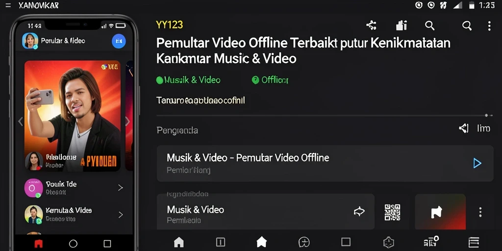 Tampilan antarmuka YY123 dengan fitur Pemutar Video Offline yang intuitif.
